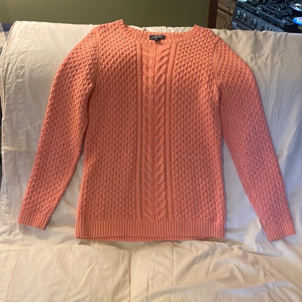 Vintage Lands End coral cable knit sweater #4